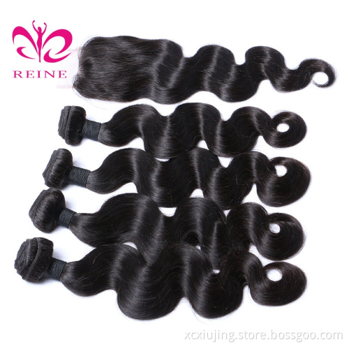 REINE Overnight shipping straight peruvian hair virgin hair bundles with lace closure Malaysian Straight Hair
